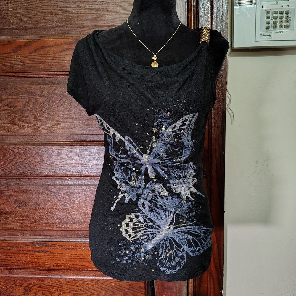 Y2K Fairycore Sparkly Butterfly Draping Chest Wrapped Beaded One/T529